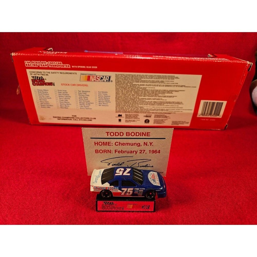 TODD BODINE NASCAR TRANSPORTER BUNDLE w/MATCHING‎ STOCKCAR & PLAYER CARD - Picture 4 of 4